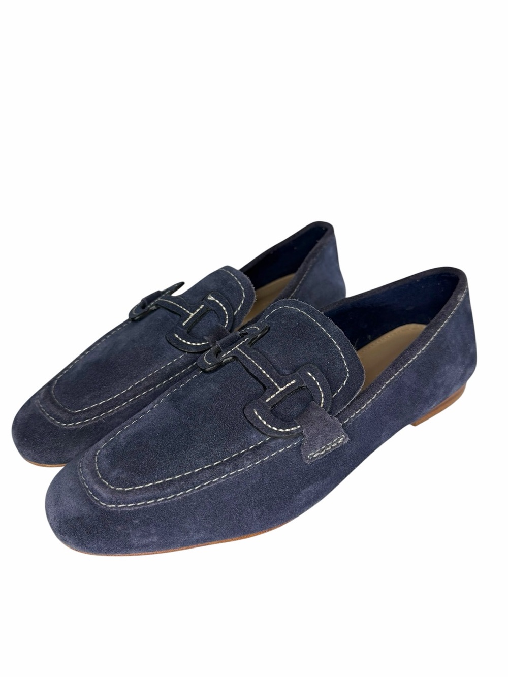 Boden Blue Leather Stitched Snaffle Loafers Size EU 39/ US 8